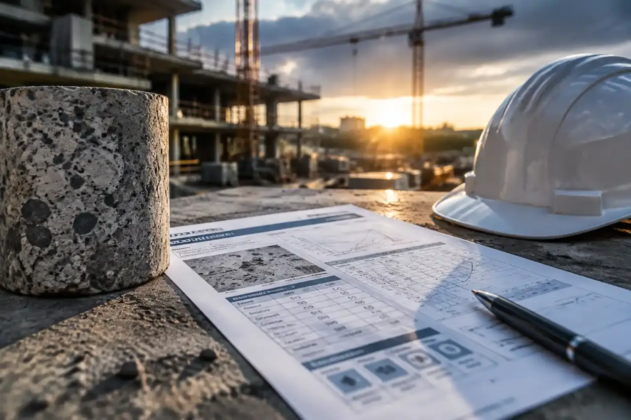Analyse de plans et fiches techniques de béton sur un chantier de construction
