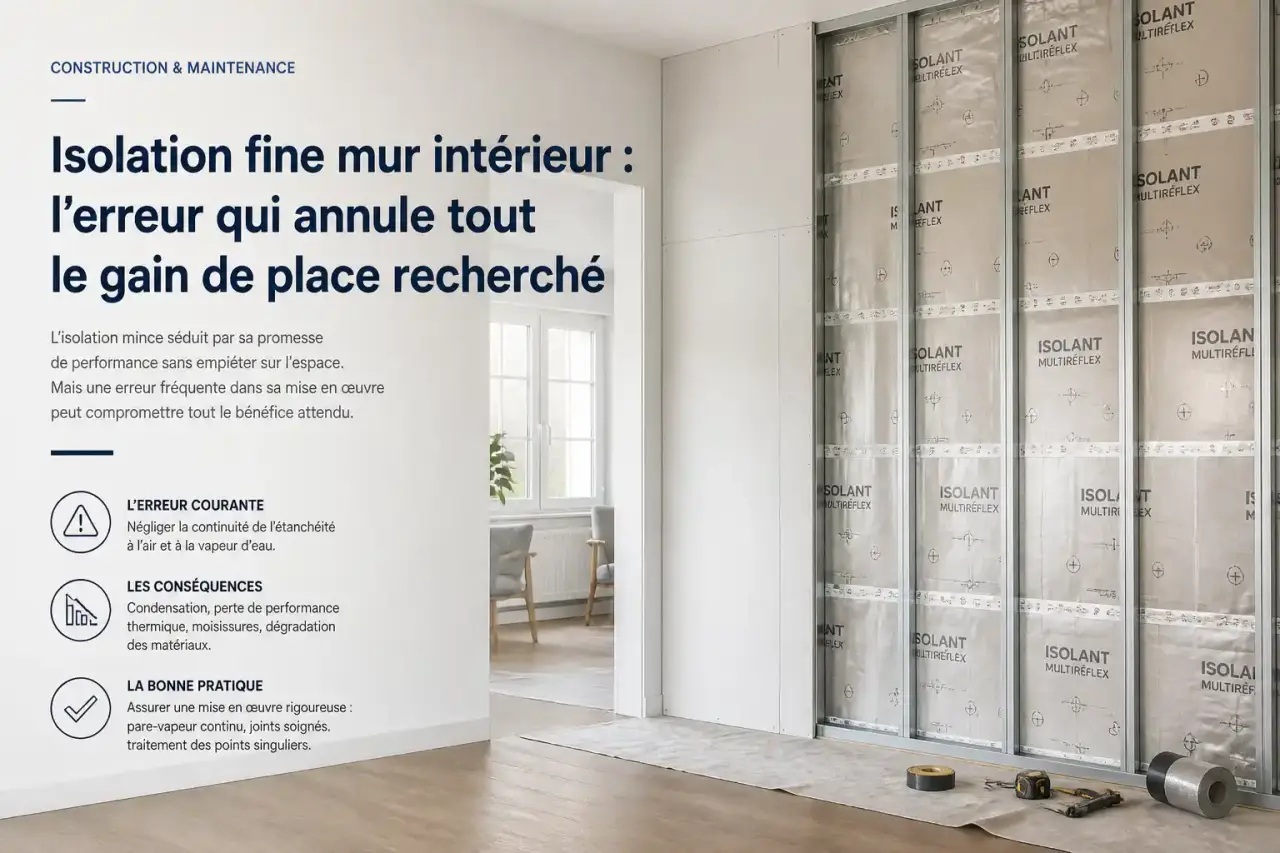 Isolation fine mur intérieur : l'erreur qui annule tout le gain de place recherché