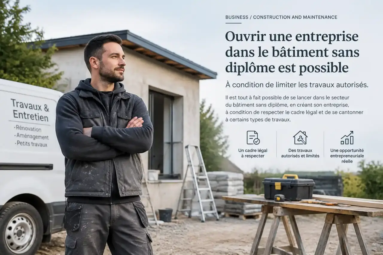 Ouvrir une entreprise dans le bâtiment sans diplôme est possible, à condition de limiter les travaux autorisés