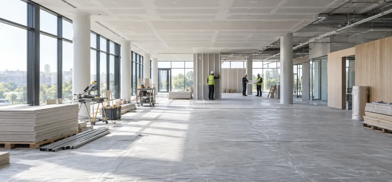 Rénover des bureaux ou un local commercial : prévoyez 300 à 1 000 €/m² selon le chantier