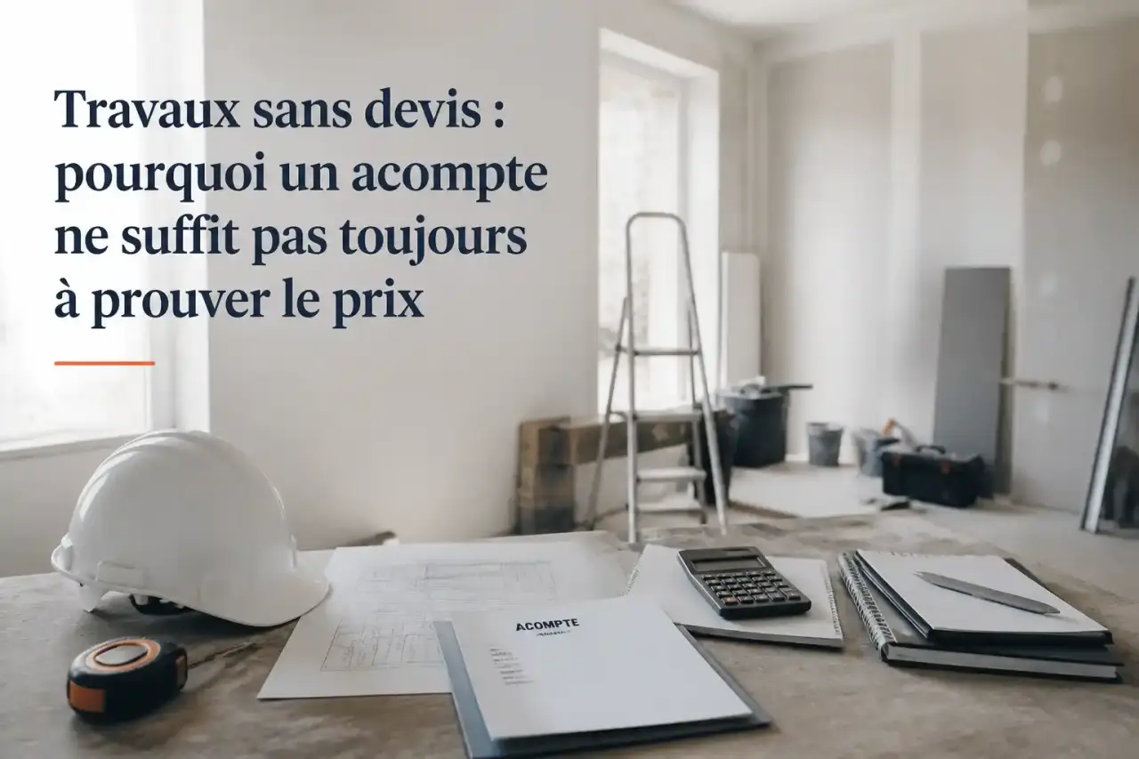 Travaux sans devis : pourquoi un acompte ne suffit pas toujours à prouver le prix