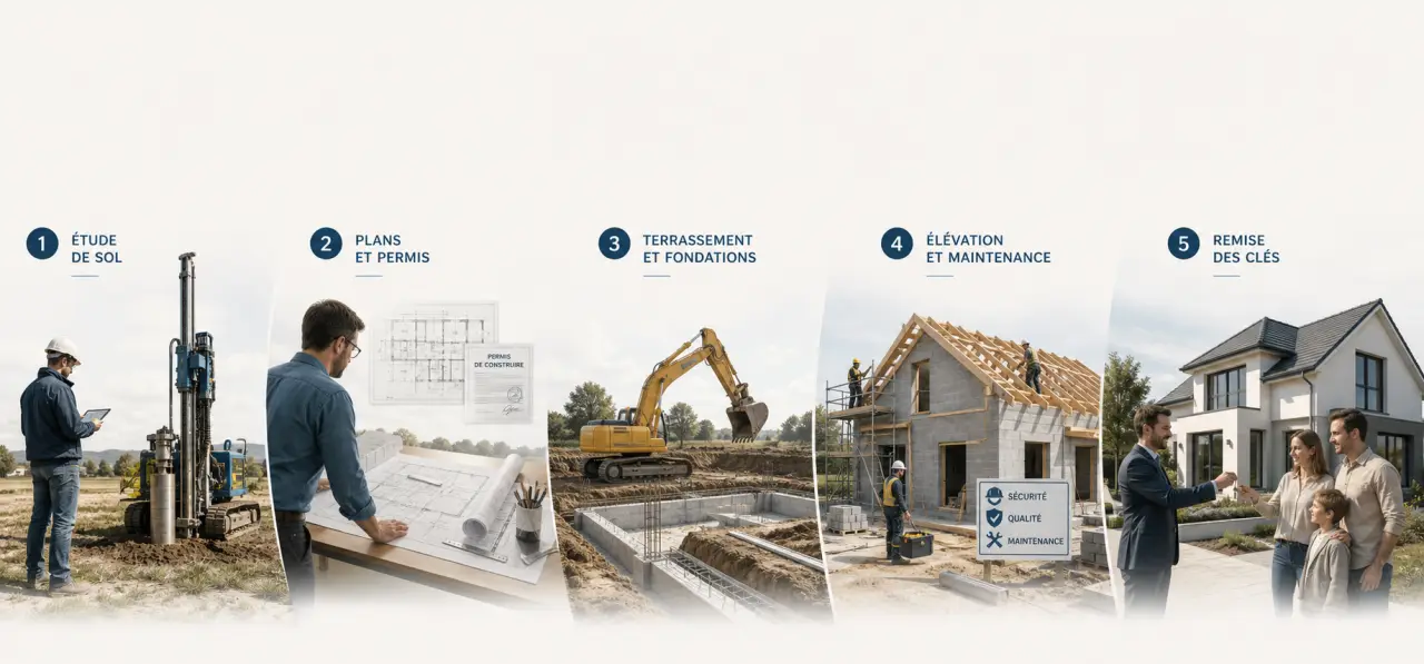 De l’étude de sol à la remise des clés : les 5 grandes étapes d’une construction de maison